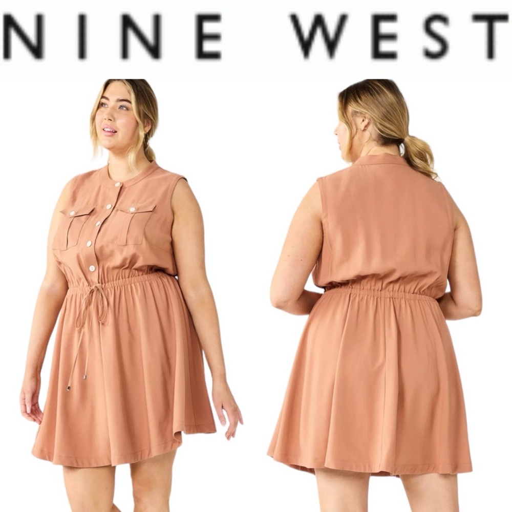 NINE WEST PLUS SIZE SLEEVELESS FIT AND FLARE UTILITY DRESS **NWT**